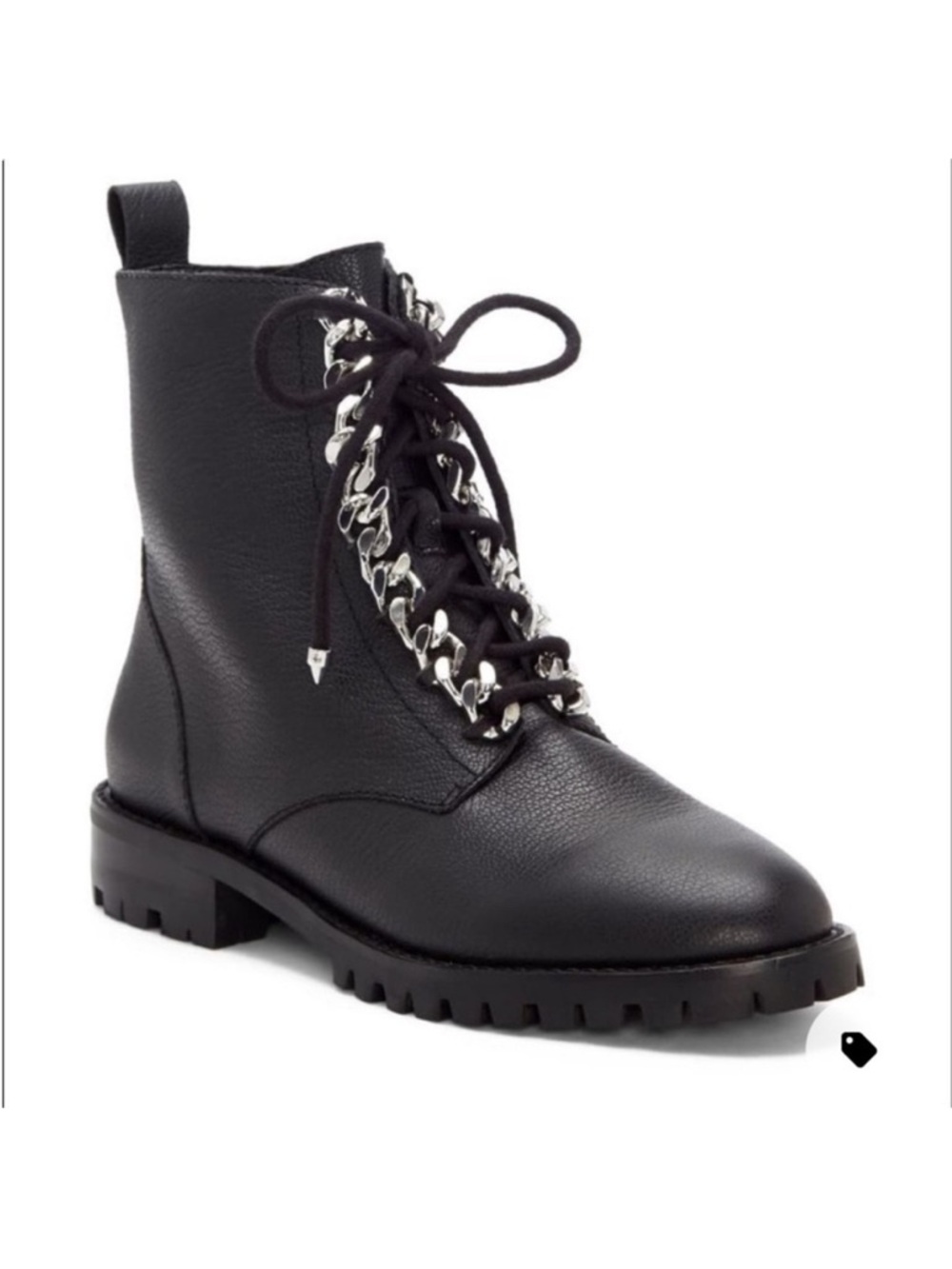 Rebecca Minkoff janyi chain lace up combat boots leather womens 5 NWOT
